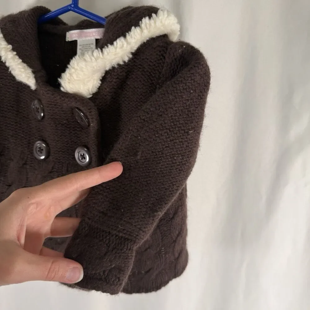Janie and Jack Sweater Jacket Baby 6-12 Months Brown Knit Lambs Wool Cashmere Bl